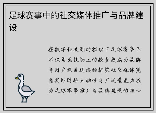 足球赛事中的社交媒体推广与品牌建设